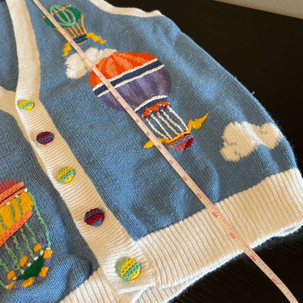 Marisa Christina Classics Vintage Hot Air Balloon Sweater Vest Blue Large - Picture 10 of 10